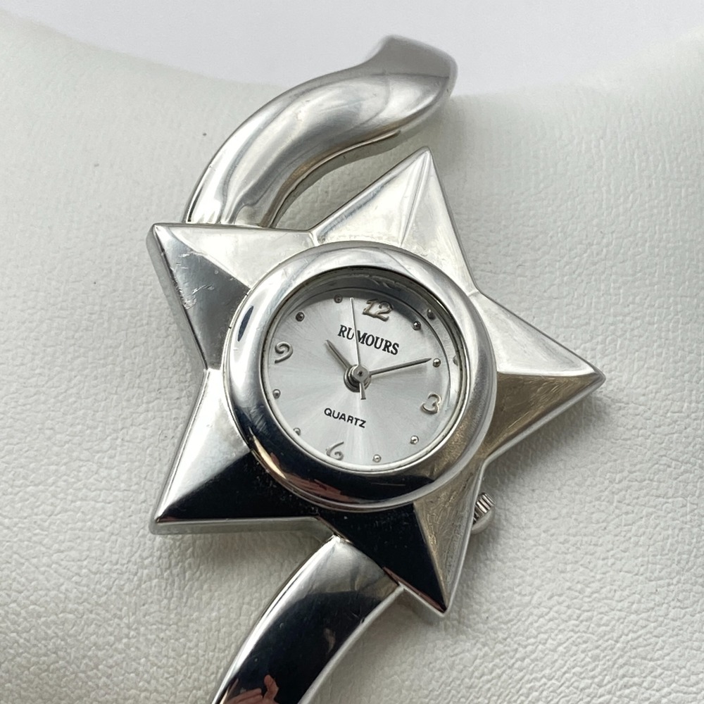 Rumours Women's Watch Star Silver Tone Cuff 35mm New Battery 7"